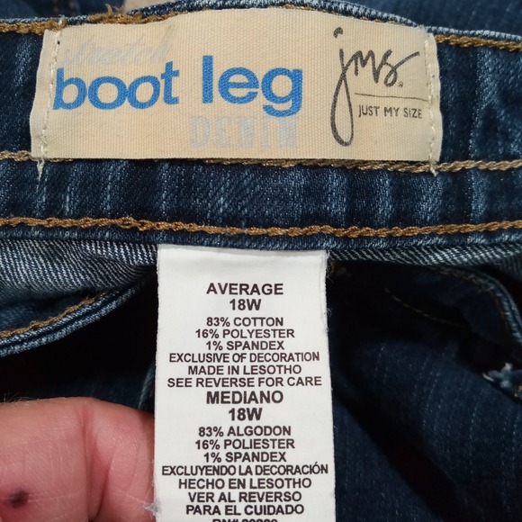 Just My Size Women 18W Average Bootcut Jeans Dark Wash Stretch Denim Indigo - Picture 2 of 9